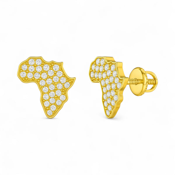 Item | Buy African Heritage Map Natural Diamond Studs in 18KT Gold | SPOP Enterprise Global